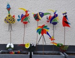 gekke vogels, verven met koud vloeibaar glas en glasfusing, Glasatelier Vetro Colorato.jpg